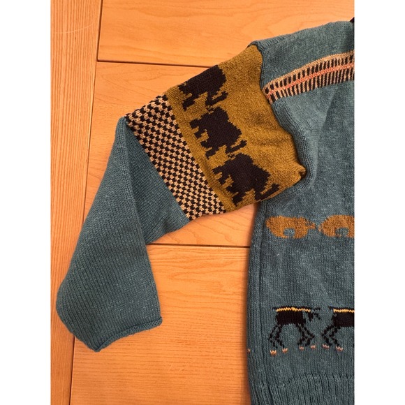 Vintage Earthdesign Cardigan Womens M Teal Unique Animal Hand Loomed Eclectic - Picture 8 of 13